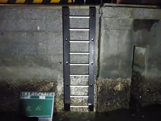 岸壁の昇降用梯子の設置(完成)